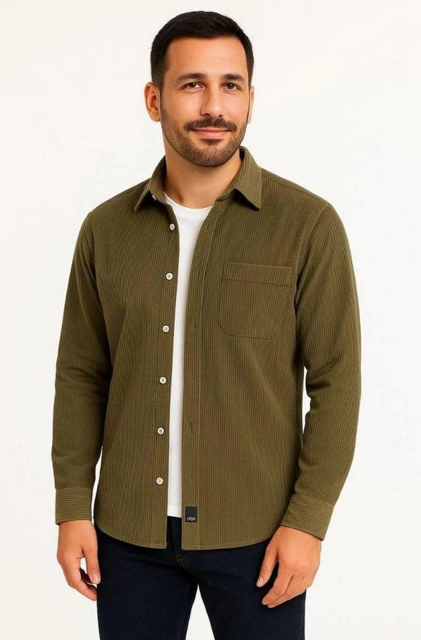 Fitilli Kadife Cepli Gömlek Oversize Rahat Kalıp