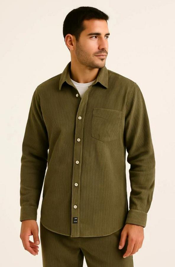 Fitilli Kadife Cepli Gömlek Oversize Rahat Kalıp