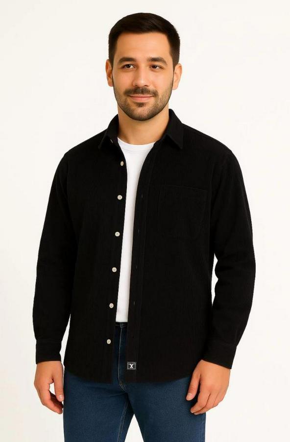 Fitilli Kadife Cepli Gömlek Oversize Rahat Kalıp