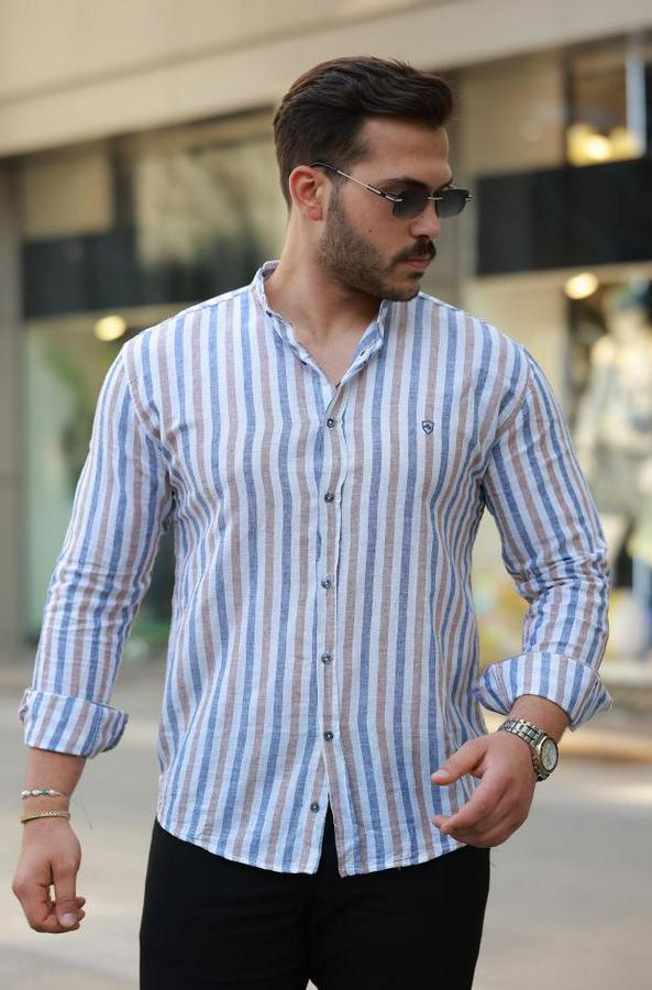 Hakim Yaka Çok Renkli Gömlek