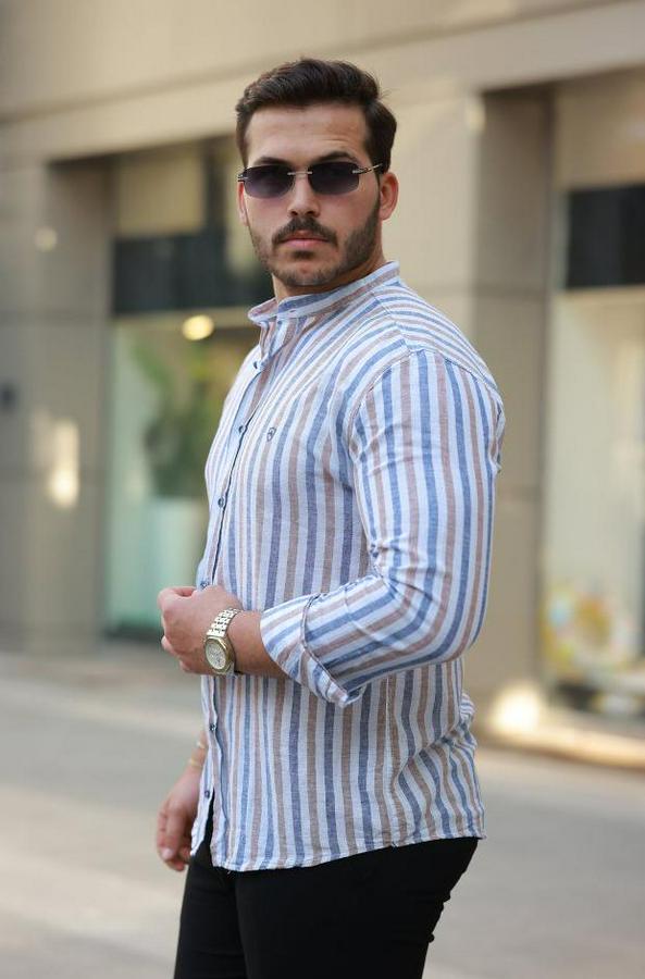 Hakim Yaka Çok Renkli Gömlek