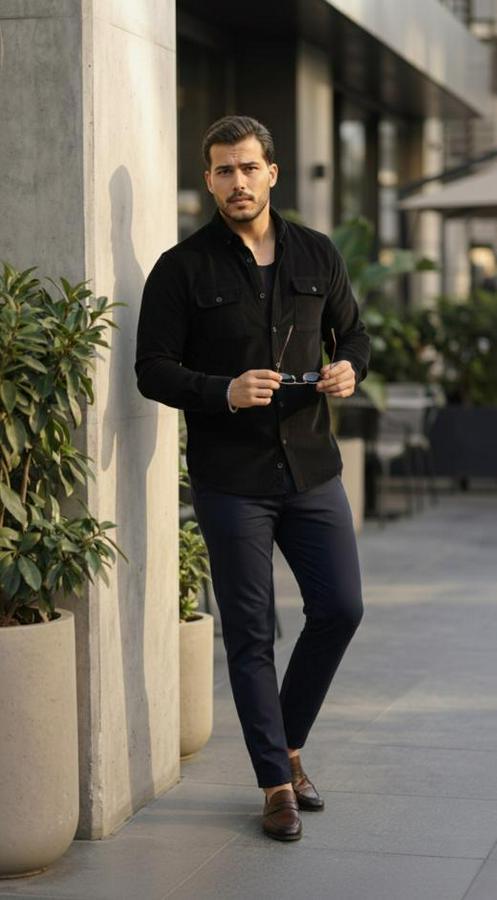 Kadife Desen Pamuklu Gömlek