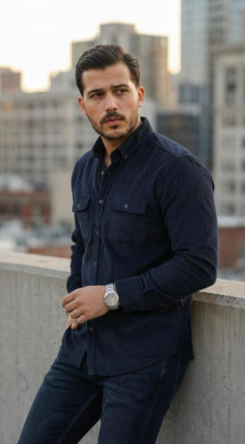 Kadife Desen Pamuklu Gömlek