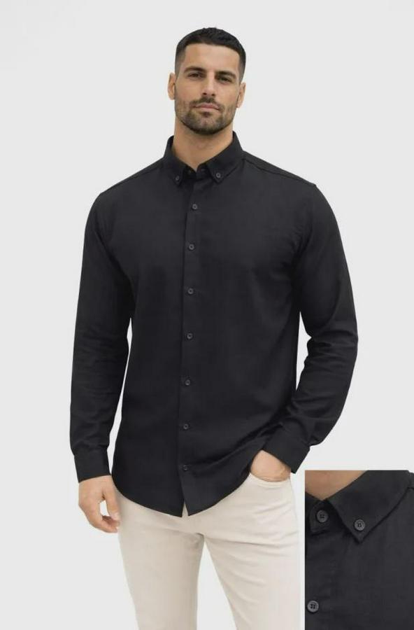 Keten Kumaş Oversize Uzun Kollu Rahat Kalıp Gömlek