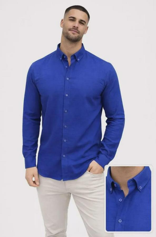 Keten Kumaş Oversize Uzun Kollu Rahat Kalıp Gömlek