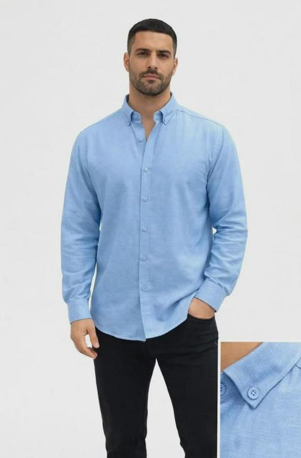 Keten Kumaş Oversize Uzun Kollu Rahat Kalıp Gömlek