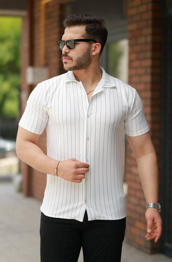Kısa Kollu Çizgili Gömlek