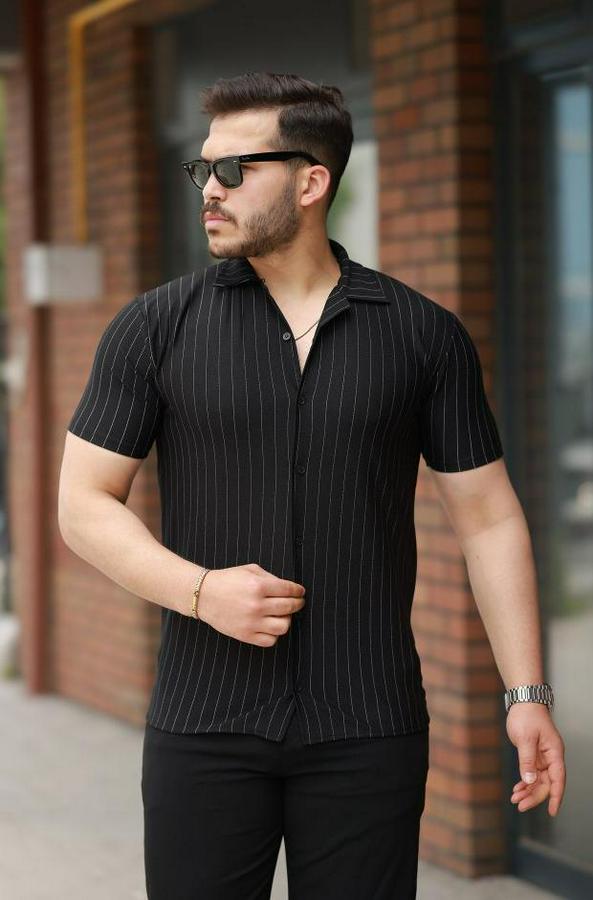 Kısa Kollu Çizgili Gömlek