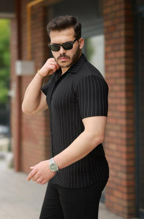 Kısa Kollu Çizgili Gömlek