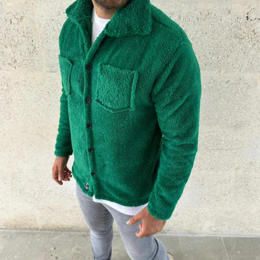 Pelüş Polar Hırka Gömlek – Yakalı, Ilik Düğmeli, Göğüs Cepli, Yumuşak Dokulu Kışlık Regular Fit Rahat Günlük Model