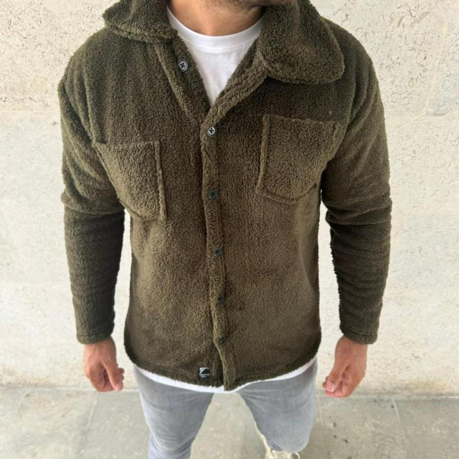 Pelüş Polar Hırka Gömlek – Yakalı, Ilik Düğmeli, Göğüs Cepli, Yumuşak Dokulu Kışlık Regular Fit Rahat Günlük Model