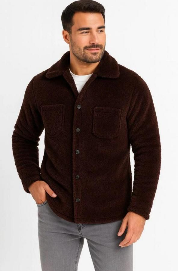 Pelüş Polar Hırka Gömlek – Yakalı, Ilik Düğmeli, Göğüs Cepli, Yumuşak Dokulu Kışlık Regular Fit Rahat Günlük Model