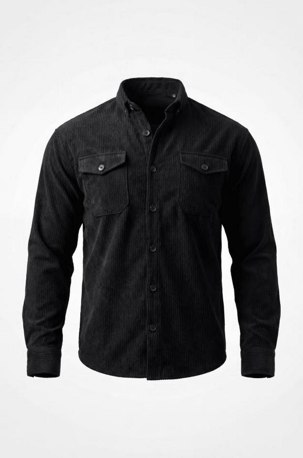 Uzun Kollu Cepli Kadife Gömlek