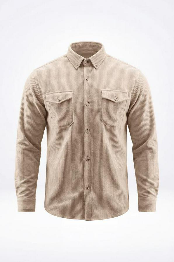 Uzun Kollu Cepli Kadife Gömlek