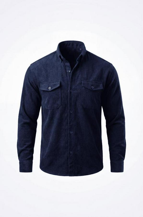 Uzun Kollu Cepli Kadife Gömlek