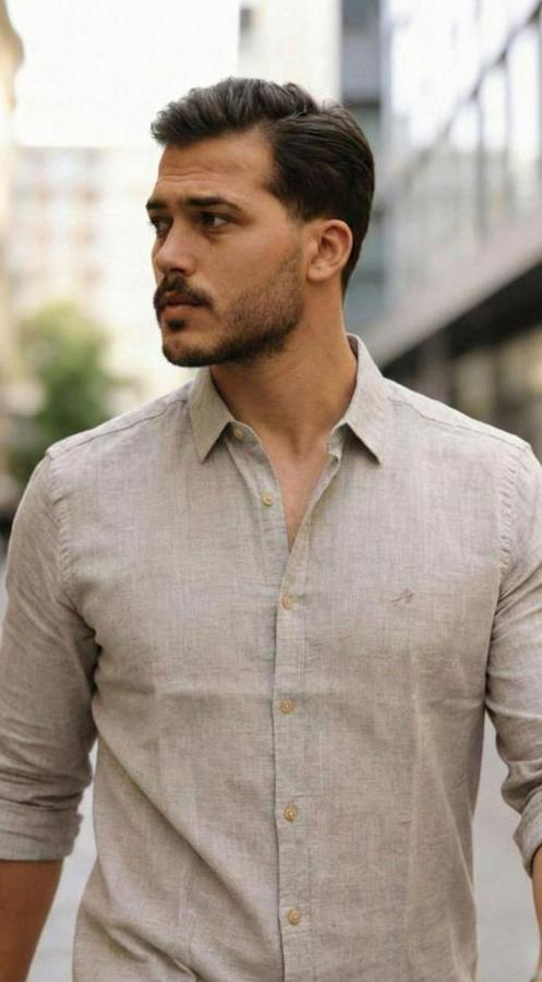 Uzun Kollu Keten Gömlek