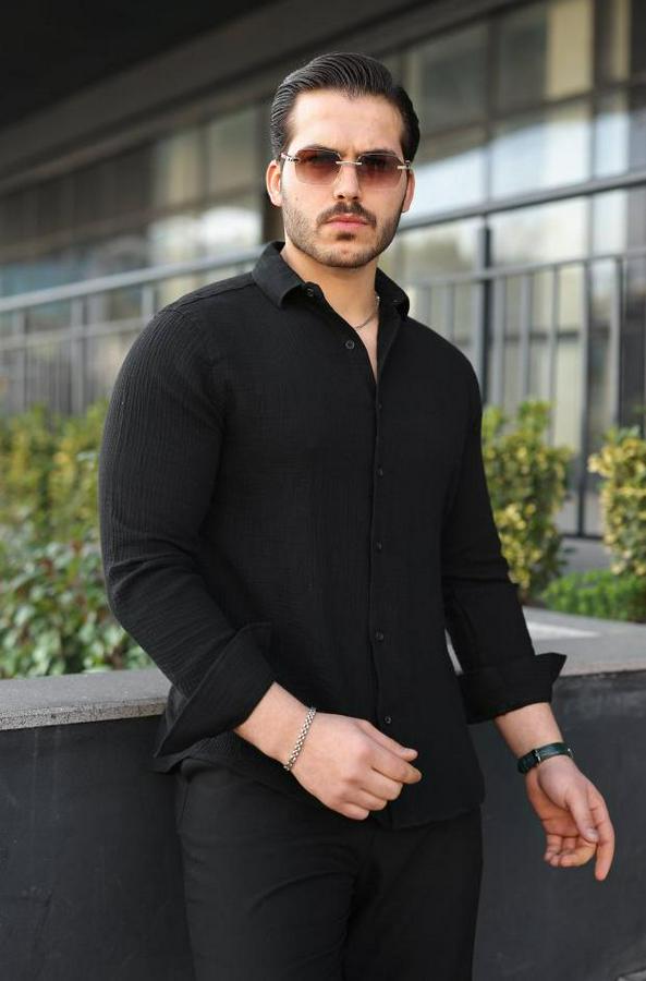 Uzun Kollu Müslin Kumaş Gömlek