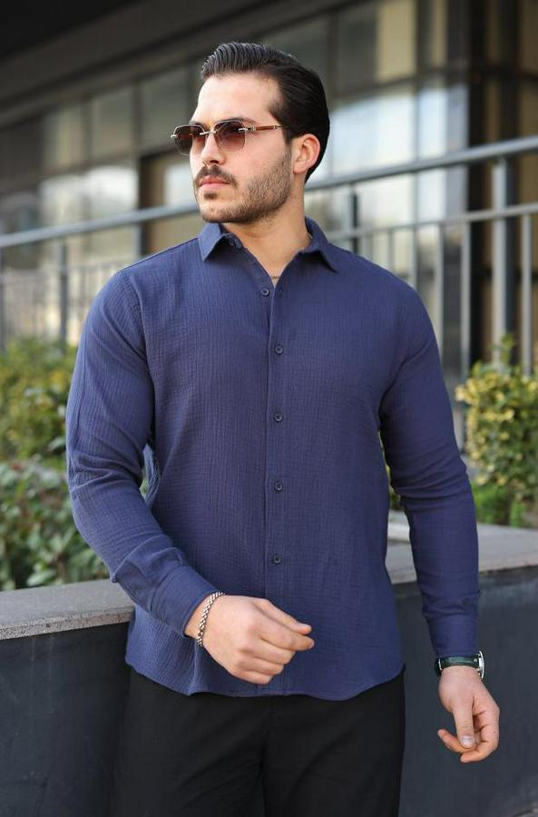 Uzun Kollu Müslin Kumaş Gömlek