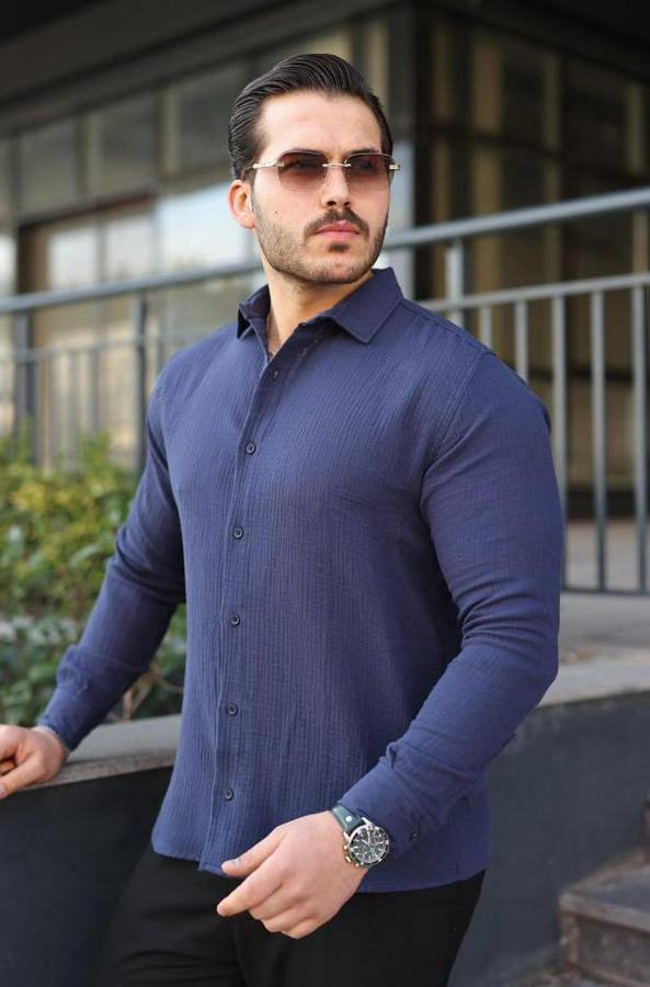 Uzun Kollu Müslin Kumaş Gömlek