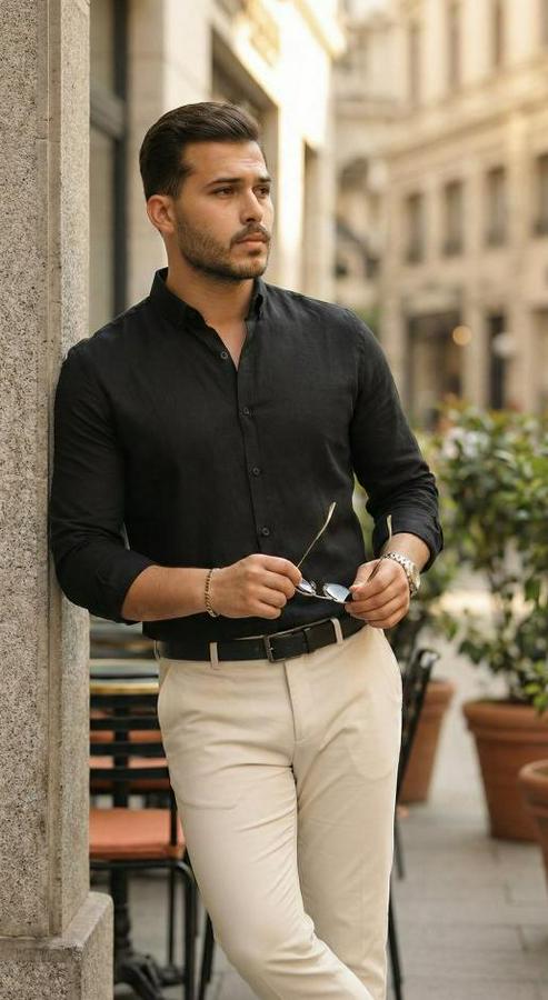 Uzun Kollu Rahat Keten Gömlek