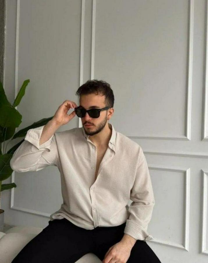 Uzun Kollu Regular Sofya Keten Gömlek