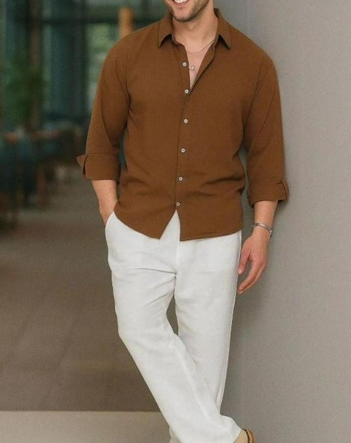 Uzun Kollu Regular Sofya Keten Gömlek