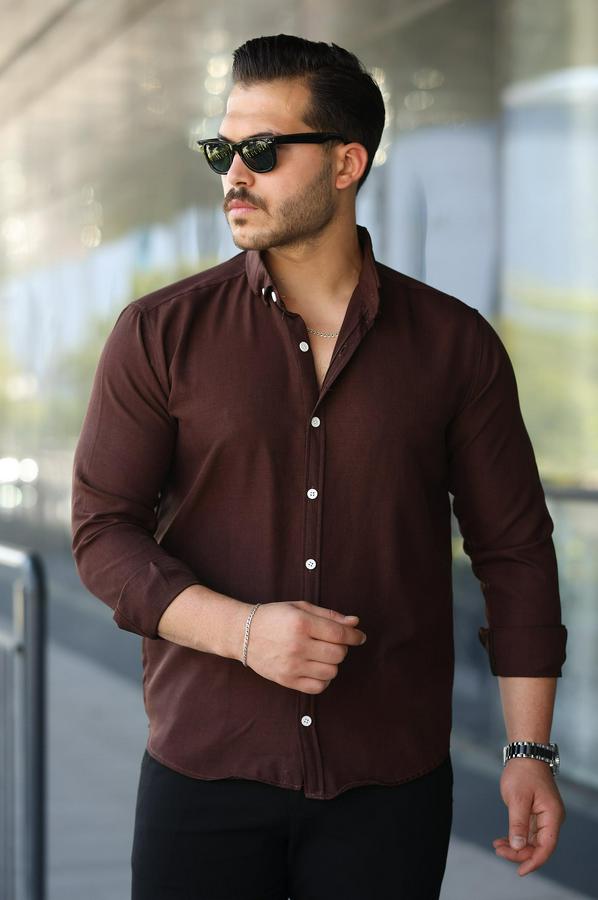 Uzun Kollu Regular Sofya Keten Gömlek