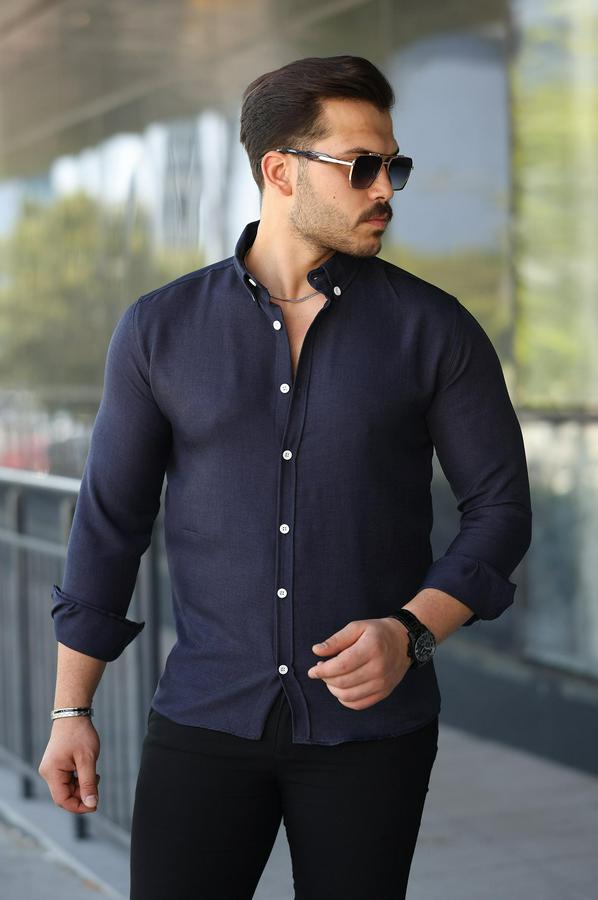 Uzun Kollu Regular Sofya Keten Gömlek