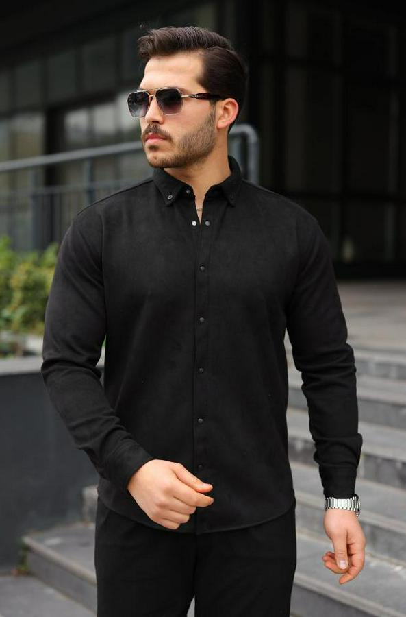 Uzun Kollu Süet Gömlek