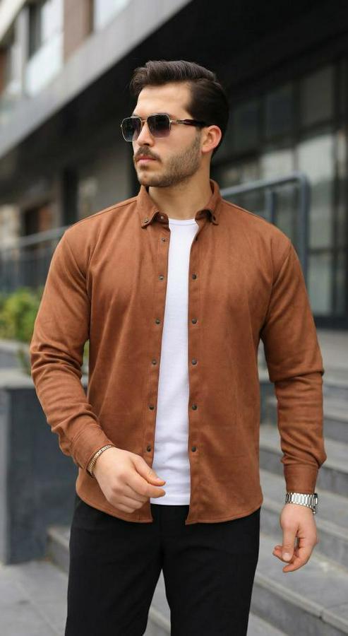 Uzun Kollu Süet Gömlek