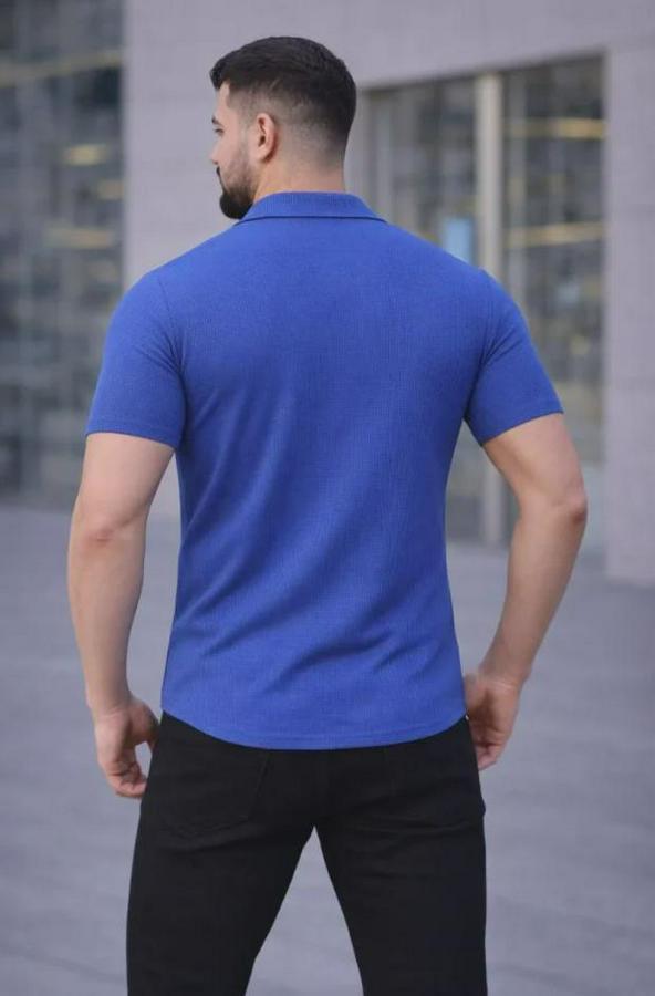 Waffle Kumaş Kısa Kollu Düğmeli Açık Yaka Regular Fit Gömlek