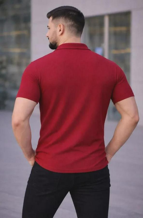 Waffle Kumaş Kısa Kollu Düğmeli Açık Yaka Regular Fit Gömlek