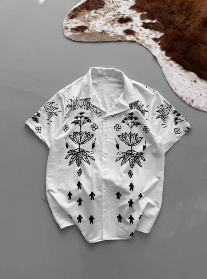 Iki Iplik Kumaş Baskılı Gömlek