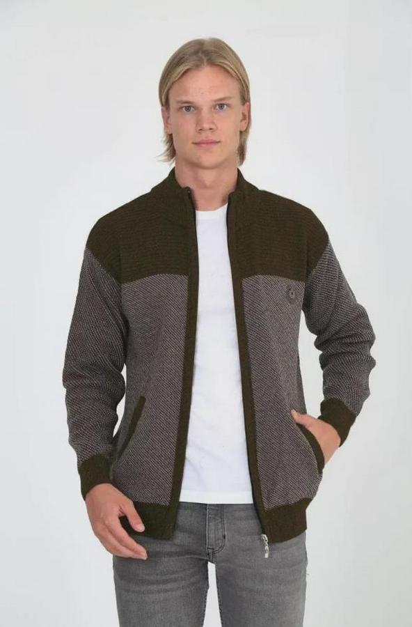 Fermuarlı Triko Hırka Yüksek Yaka, Cepli, Günlük Şık Rahat Kalıp Triko