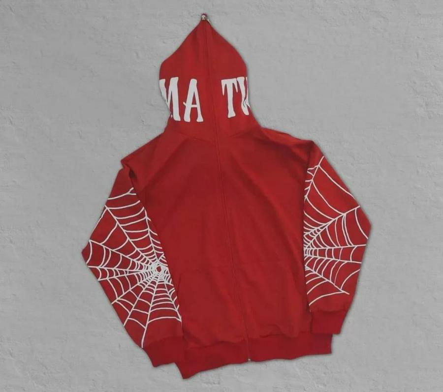 Iki Iplik Örümcek Baskılı Oversize Hırka