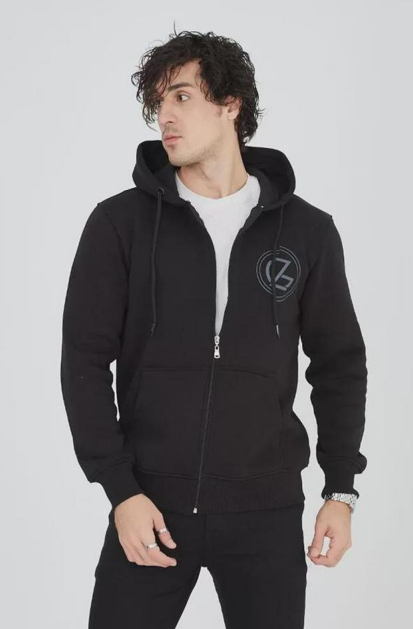 Kapüşonlu Baskılı Fermuarlı Hırka