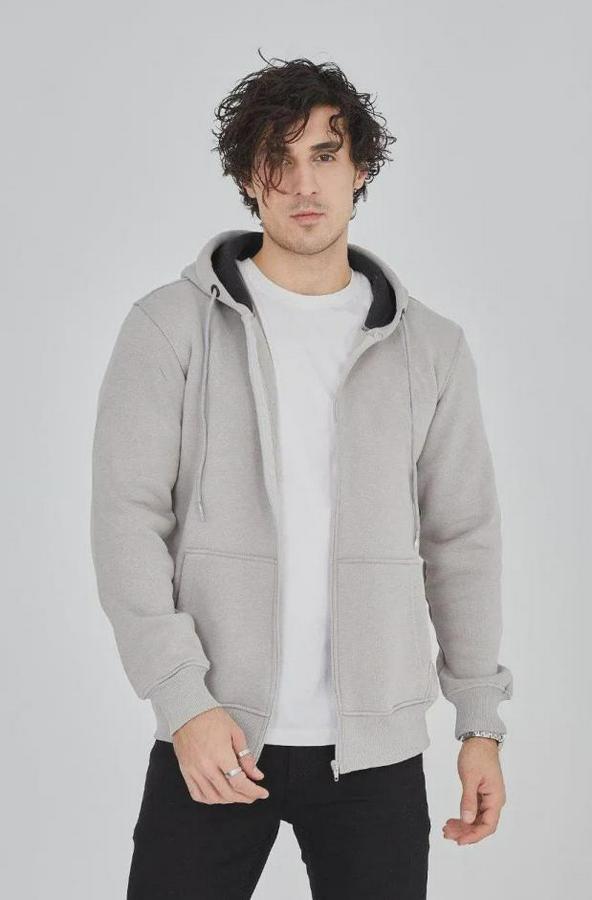 Kapüşonlu Düz Fermuarlı Hırka