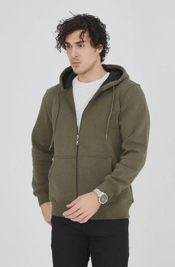 Kapüşonlu Düz Fermuarlı Hırka