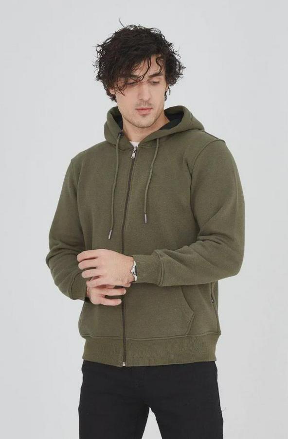 Kapüşonlu Düz Fermuarlı Hırka