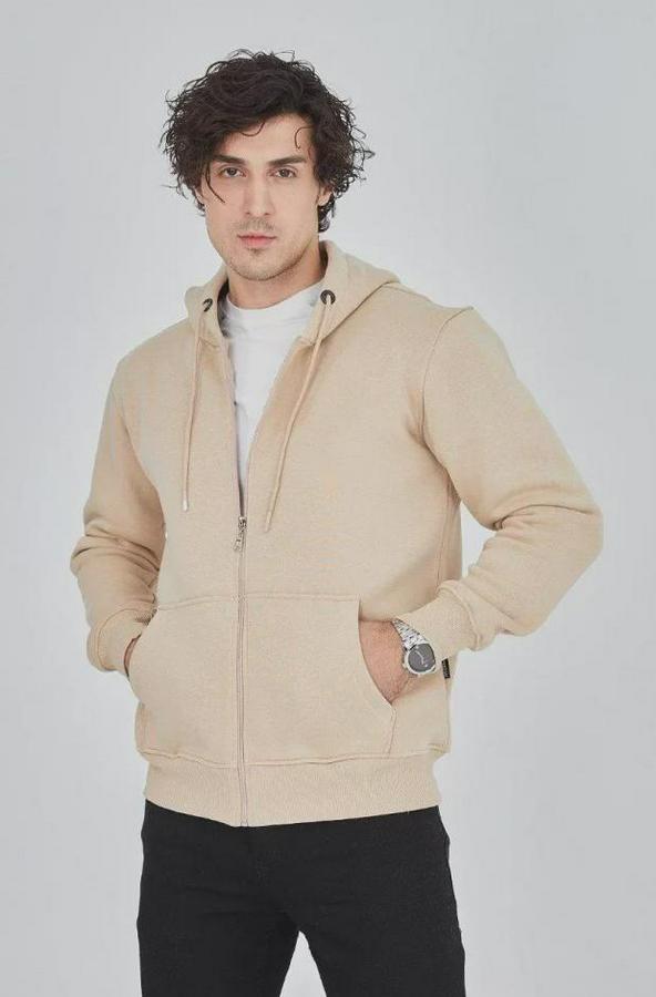 Kapüşonlu Düz Fermuarlı Hırka