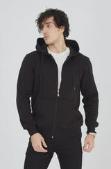 Kapüşonlu Düz Fermuarlı Hırka