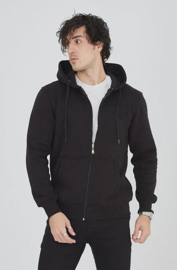 Kapüşonlu Düz Fermuarlı Hırka