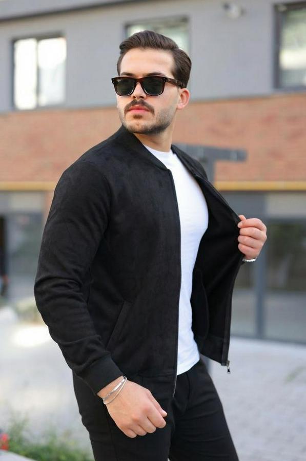 Scuba Süet Kumaş Bomber Hırka