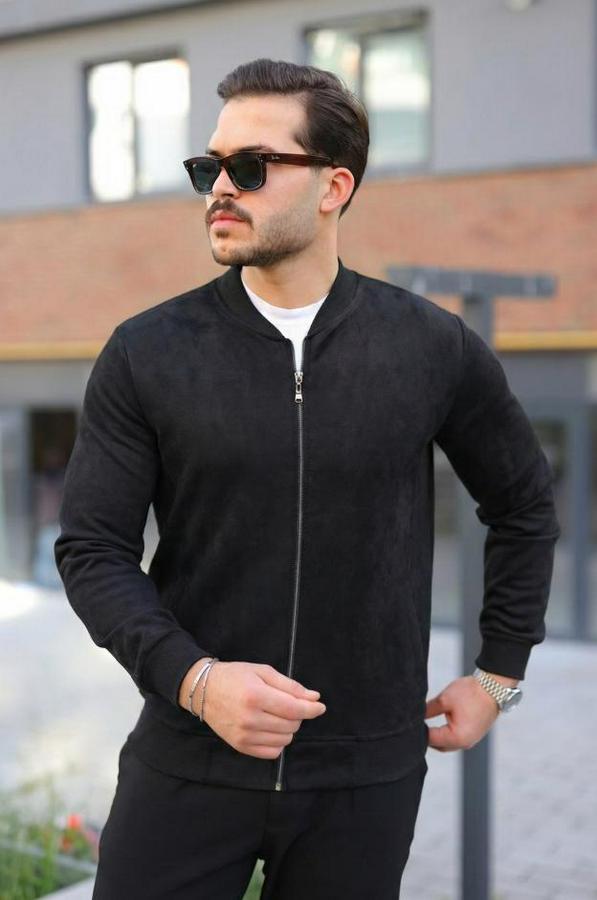 Scuba Süet Kumaş Bomber Hırka