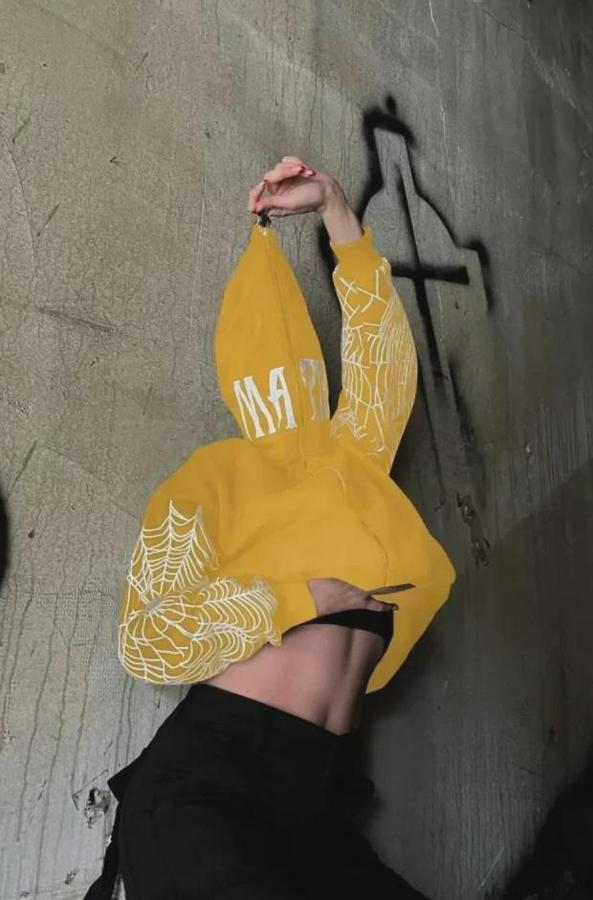 Iki Iplik Örümcek Baskılı Oversize Hırka