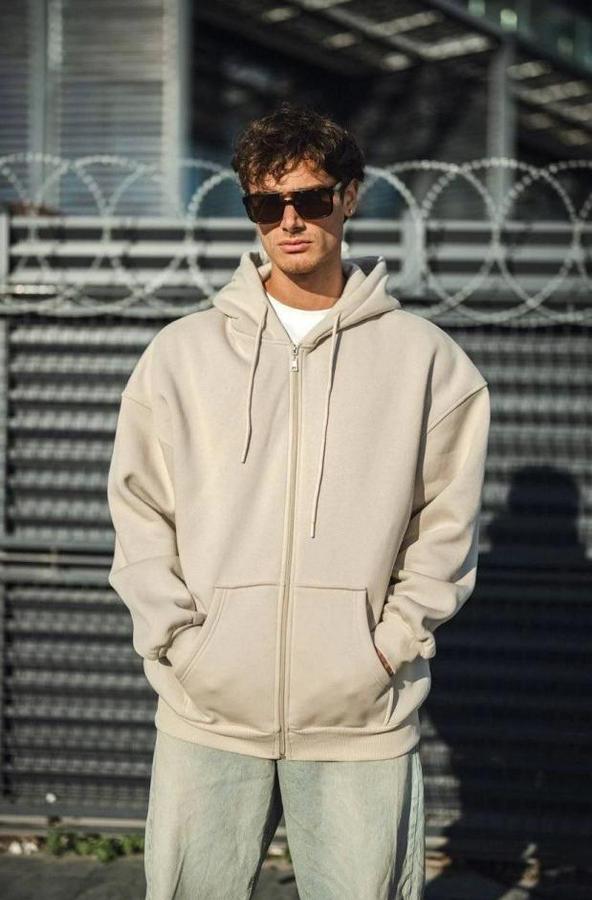 Oversize Tam Fermuarlı Uzun Kol Hırka