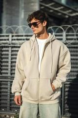 Oversize Tam Fermuarlı Uzun Kol Hırka