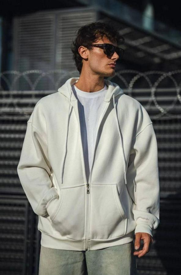 Oversize Tam Fermuarlı Uzun Kol Hırka
