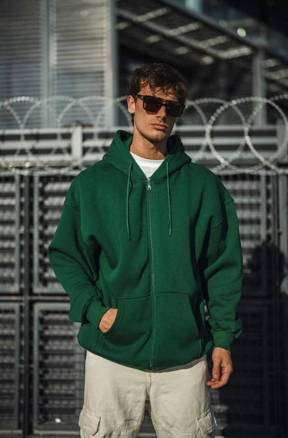 Oversize Tam Fermuarlı Uzun Kol Hırka