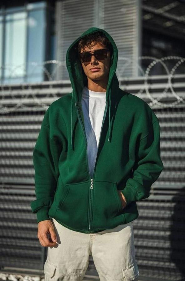 Oversize Tam Fermuarlı Uzun Kol Hırka